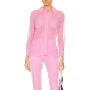 Norma Kamali Shirt with faux pockets in Candy Pink